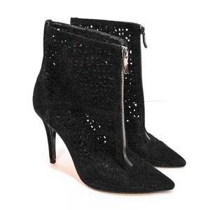 Barbara Bui Black Suede Laser Cut Stiletto Heel Ankle Boots Booties Designer 6.5